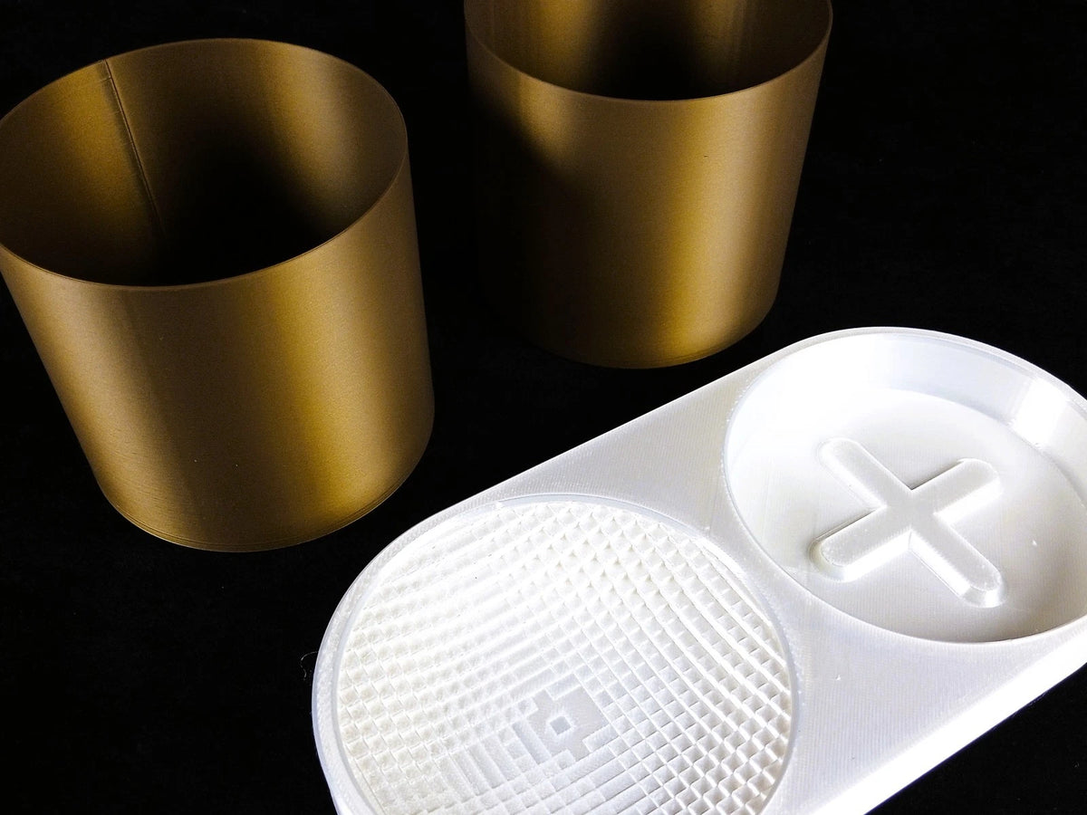 "Forma" Voxel portaoggetti fioriera colore bronzo bianco seta, stampa 3D PLA