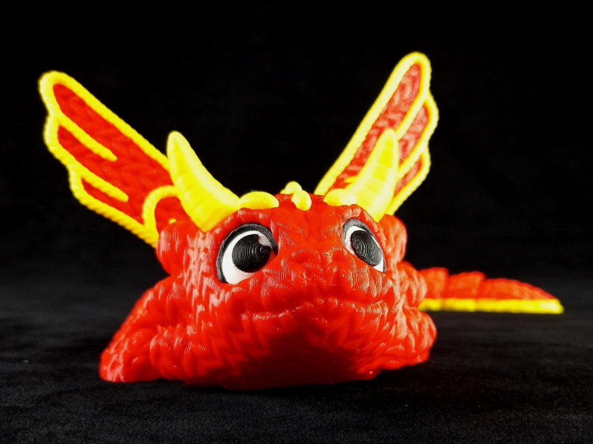 Dragonation "The Threadbinder" Drago articolato Fidget toy Stampa 3D a colori rosso/giallo lunghezza 32 cm