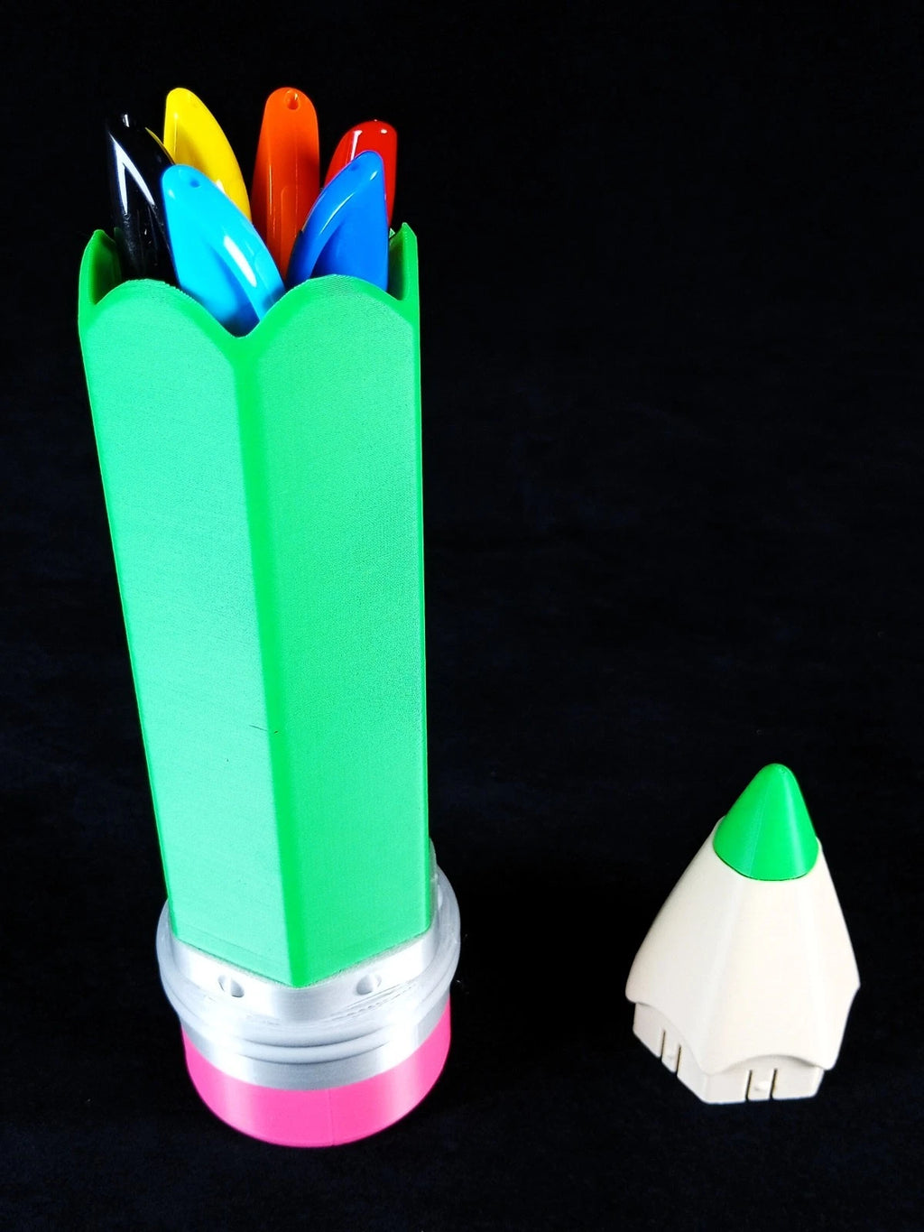 Astuccio a forma di grande matita verde, portaoggetti, scuola , stampato in  3D