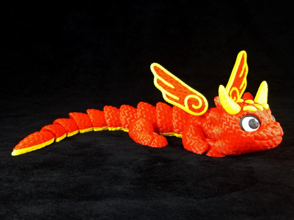 Dragonation "The Threadbinder" Drago articolato Fidget toy Stampa 3D a colori rosso/giallo lunghezza 32 cm