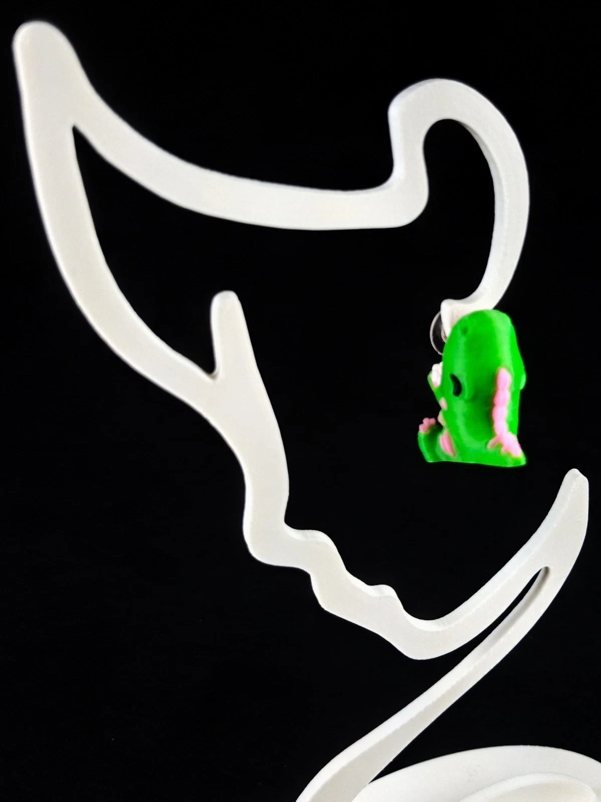 Orecchini a forma di T Rex che morde il lobo, perno in argento o magneti stampa 3D a colori
