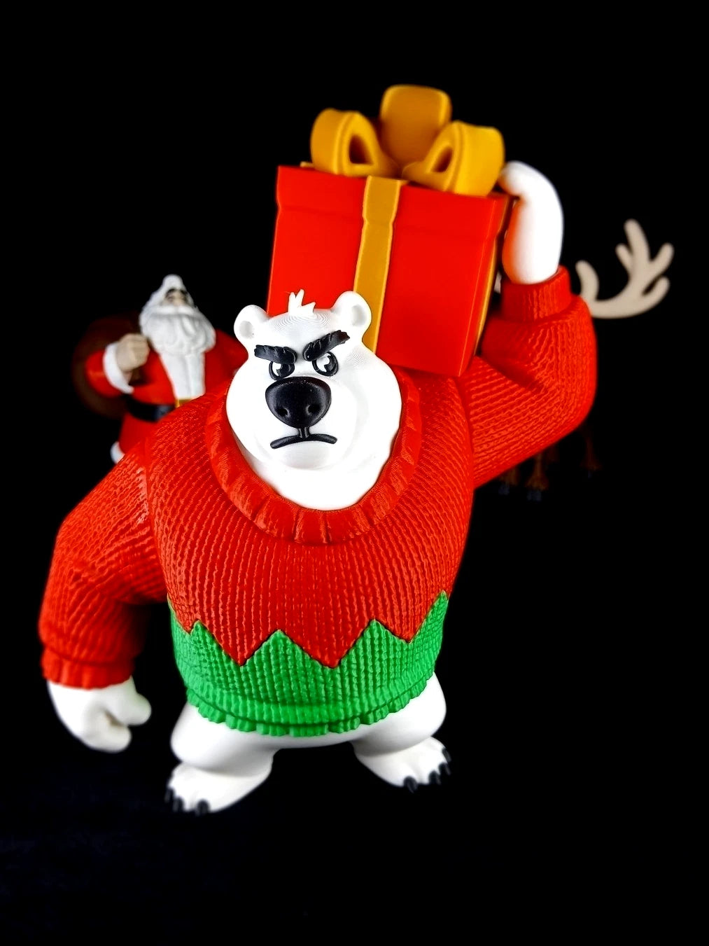 "Polar Bearer" Orso Polare Portatore di Doni, decorazione natalizia stampa 3D a colori