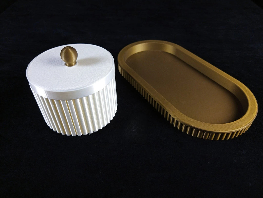 "Forma" Royal Vassoio & Contenitore portaoggetti bronzo bianco seta, stampa 3D