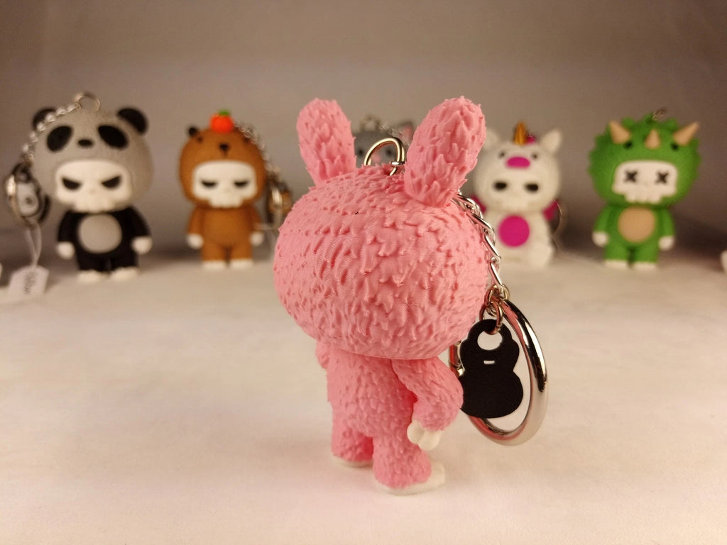 Skubbies "Tuff" portachiavi e personaggio da collezione Stampa 3D PLA a colori con catena e anello con moschettone a molla