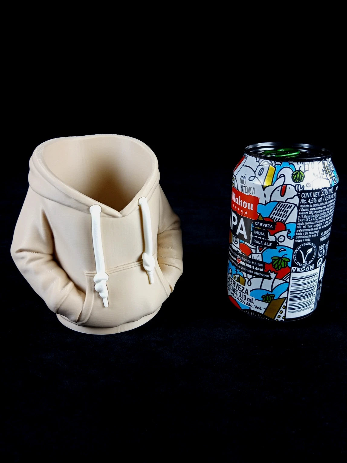 Felpa con cappuccio beige Porta lattine realizzato in PLA con la stampa 3D
