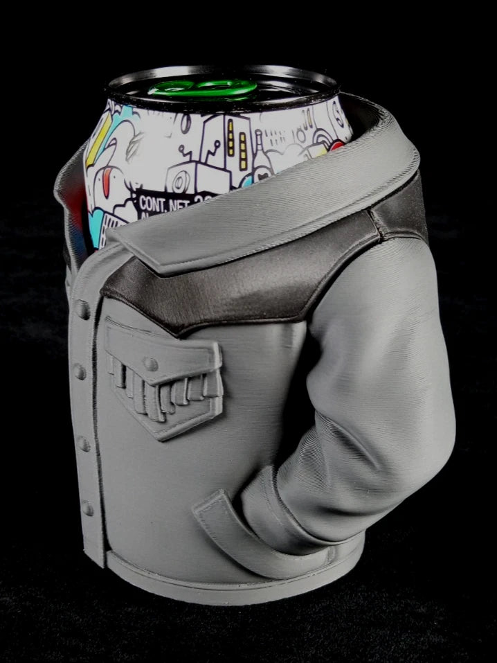 Giacca in Pelle Scamosciata Grigia Porta lattine realizzato con la stampa 3D