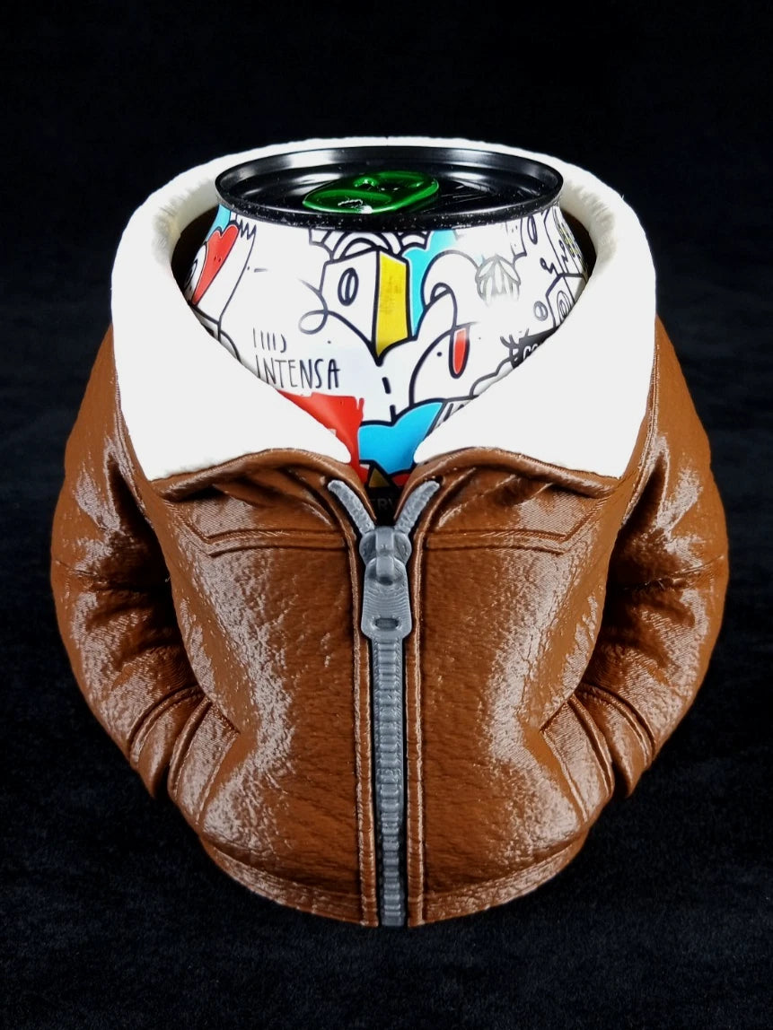 Giacca in Pelle Marrone Porta lattine realizzato in PLA con la stampa 3D