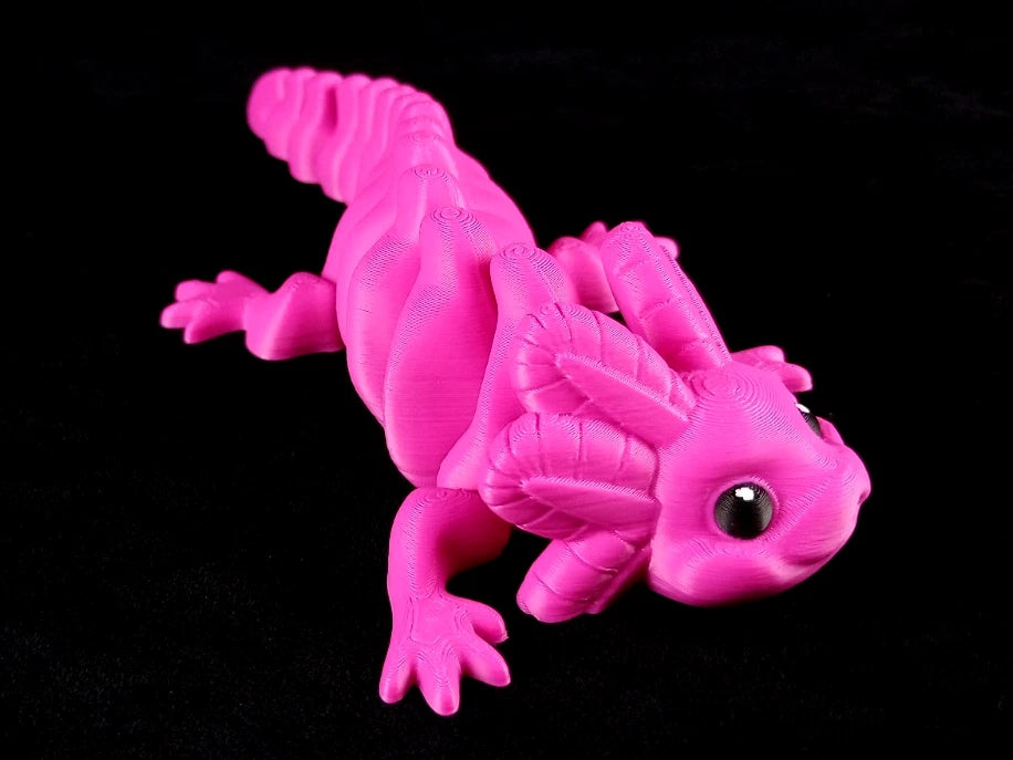 "Articulotl" Axolotl articolato colore fucsia Fidget toy lunghezza 19 cm stampa 3D a colori
