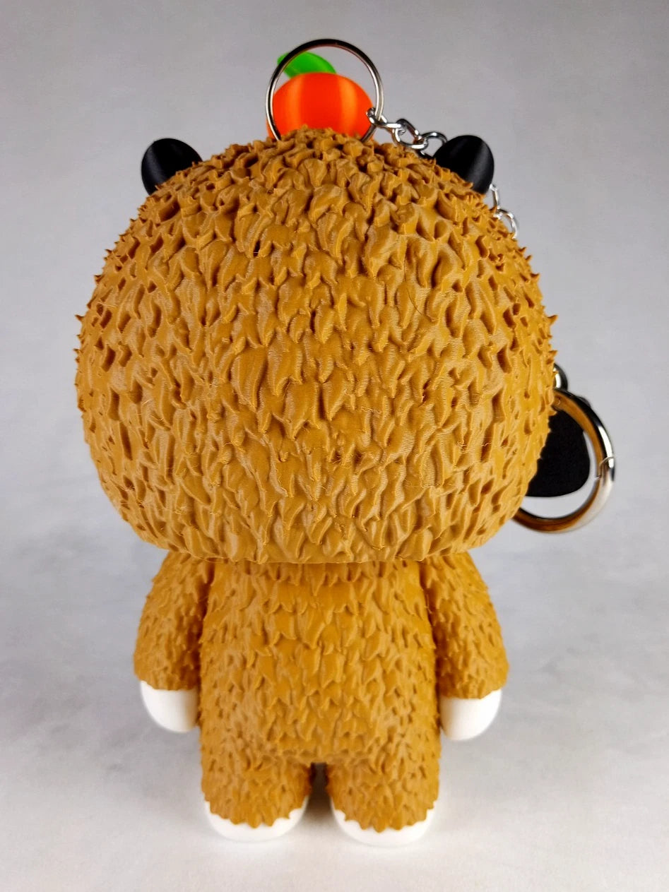 Skubbies grande "Poppy" personaggio da collezione 19 cm. Stampa 3D a colori con catena e anello con moschettone a molla