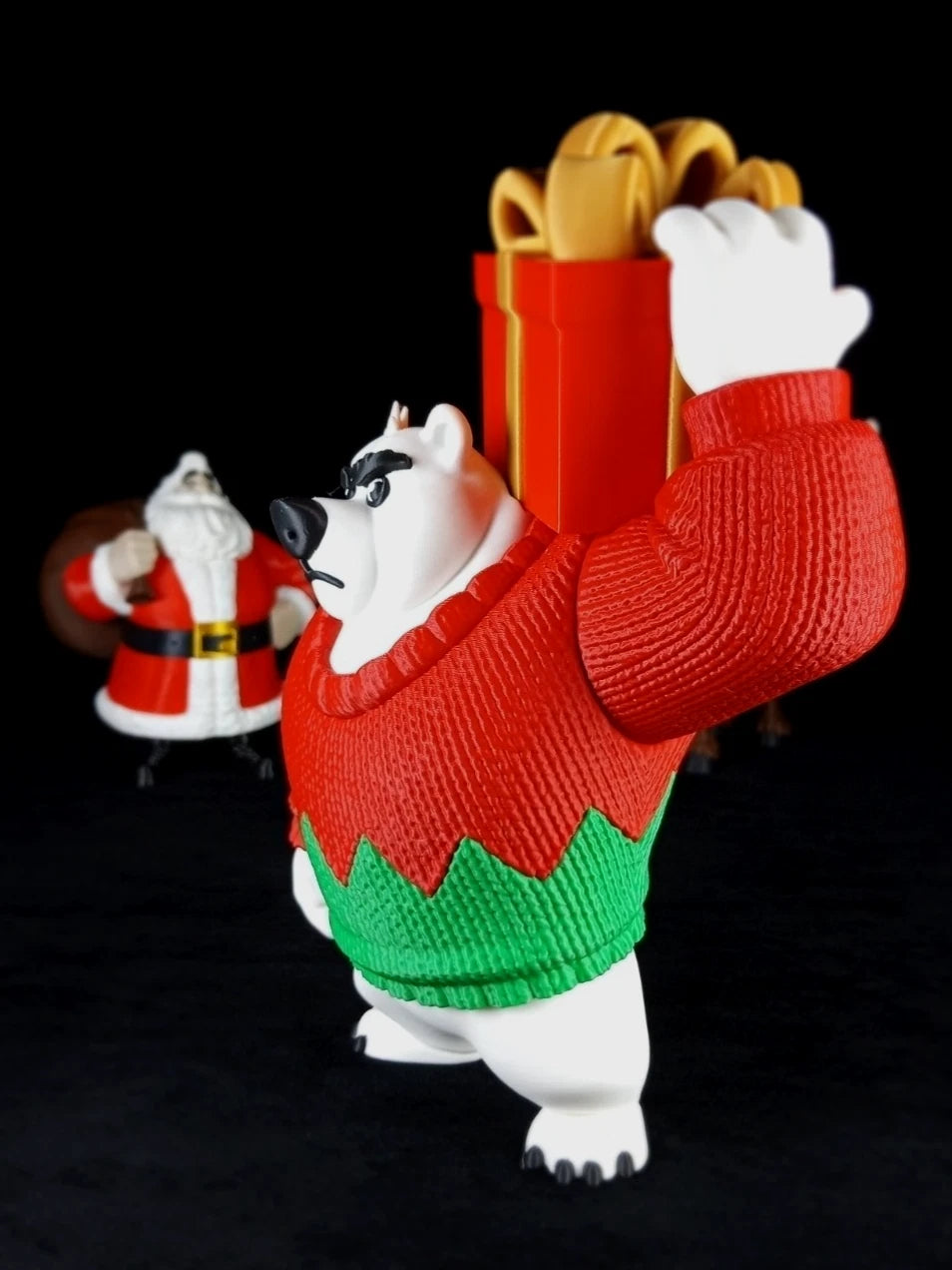 "Polar Bearer" Orso Polare Portatore di Doni, decorazione natalizia stampa 3D a colori