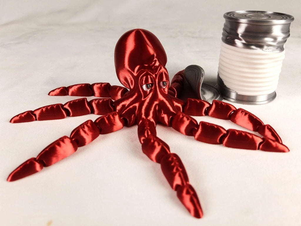 Gus, the Octopus polpo articolato rosso seta Fidget toy diametro 18 cm stampa 3D