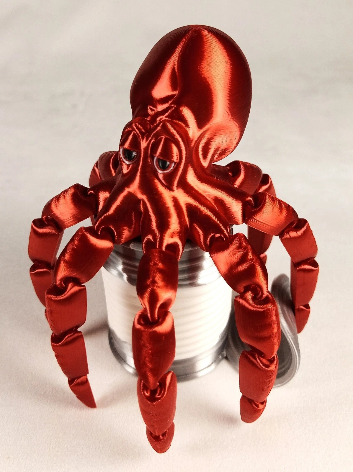 Gus, the Octopus polpo articolato rosso seta Fidget toy diametro 18 cm stampa 3D