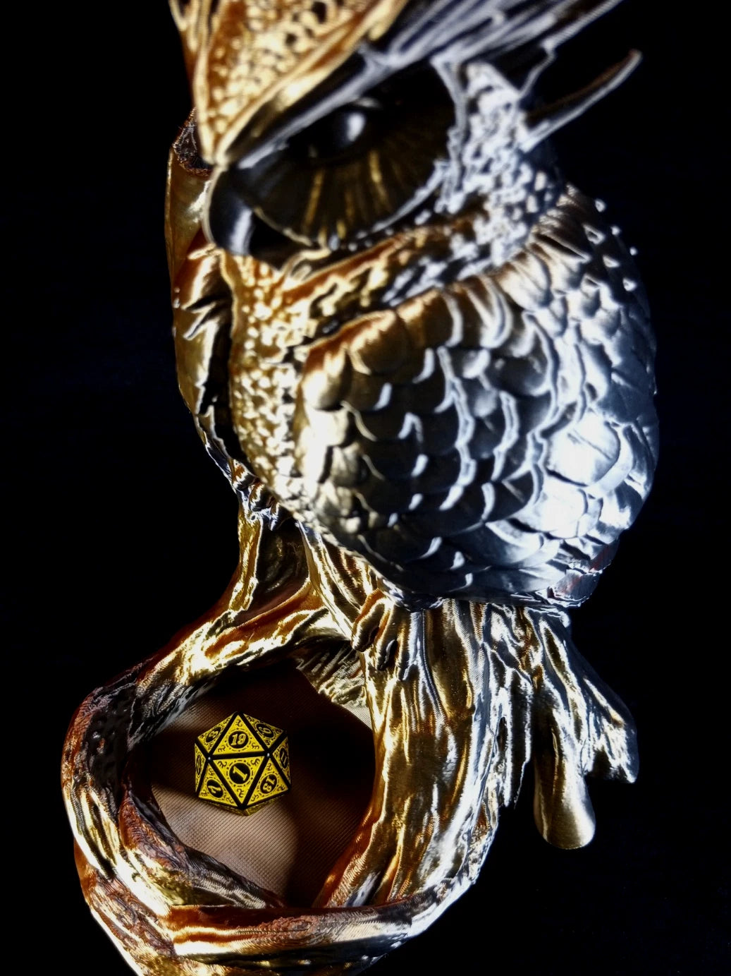 "The Omen Owl" Gufo, Dice Tower Torre lanciadadi stampa 3D PLA seta tricolor