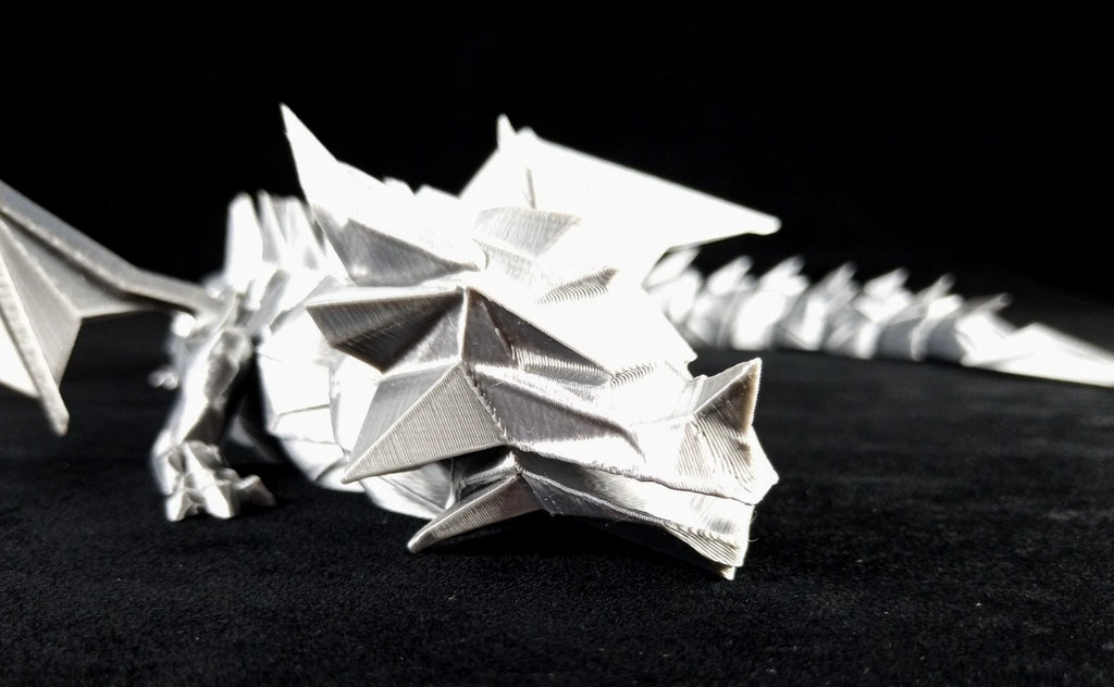 Dragonation "Lord of the Folds" Drago articolato Fidget toy Stampa 3D a colori grigio lunghezza 48 cm