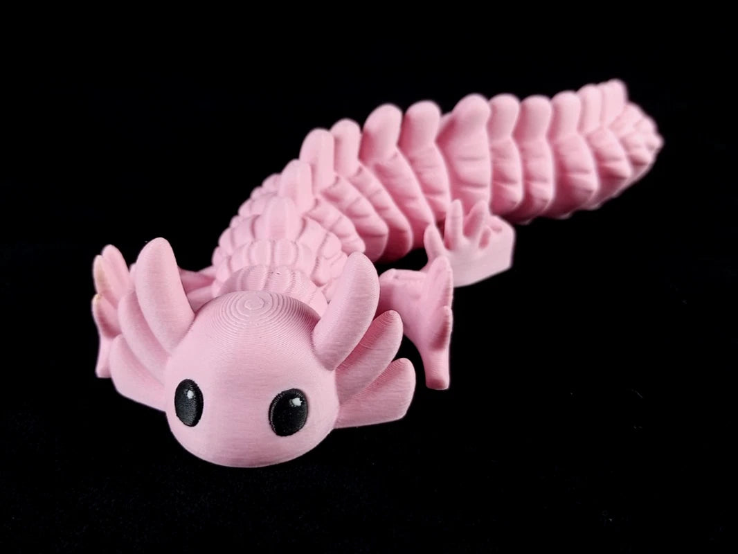"Flexolotl V1" Axolotl articolato rosa Fidget toy lunghezza 20 cm stampa 3D a colori