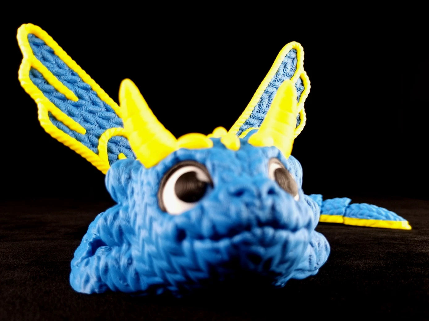 Dragonation "The Threadbinder" Drago articolato Fidget toy Stampa 3D a colori azzurro/giallo lunghezza 32 cm