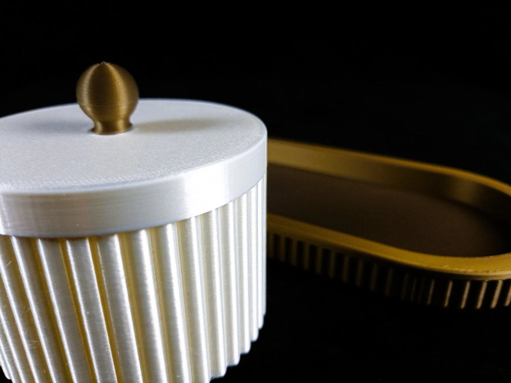 "Forma" Royal Vassoio & Contenitore portaoggetti bronzo bianco seta, stampa 3D