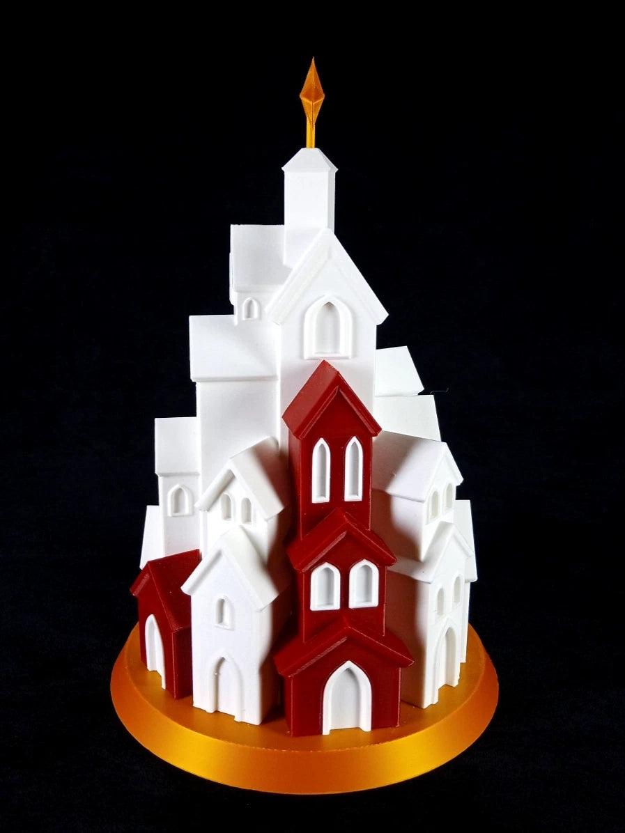 Winter Village decorazione natalizia con illuminazione stampata in 3D a colori