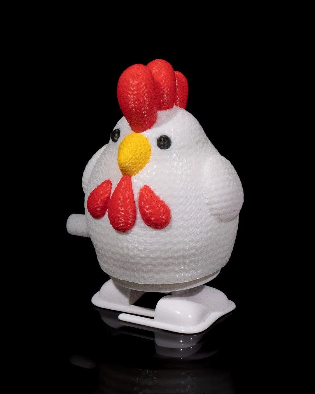 Chicken Crochet Toy Pollo che cammina giocattolo meccanico con movimento a carica stampato in 3D a colori