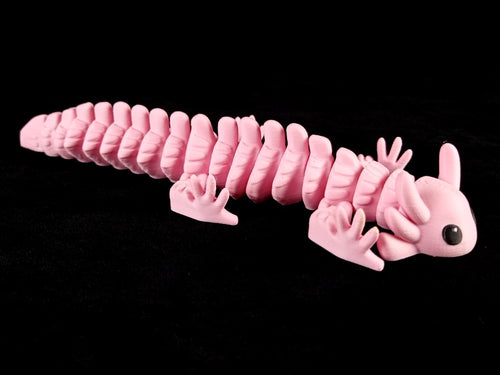 "Flexolotl V1" Axolotl articolato rosa Fidget toy lunghezza 20 cm stampa 3D a colori