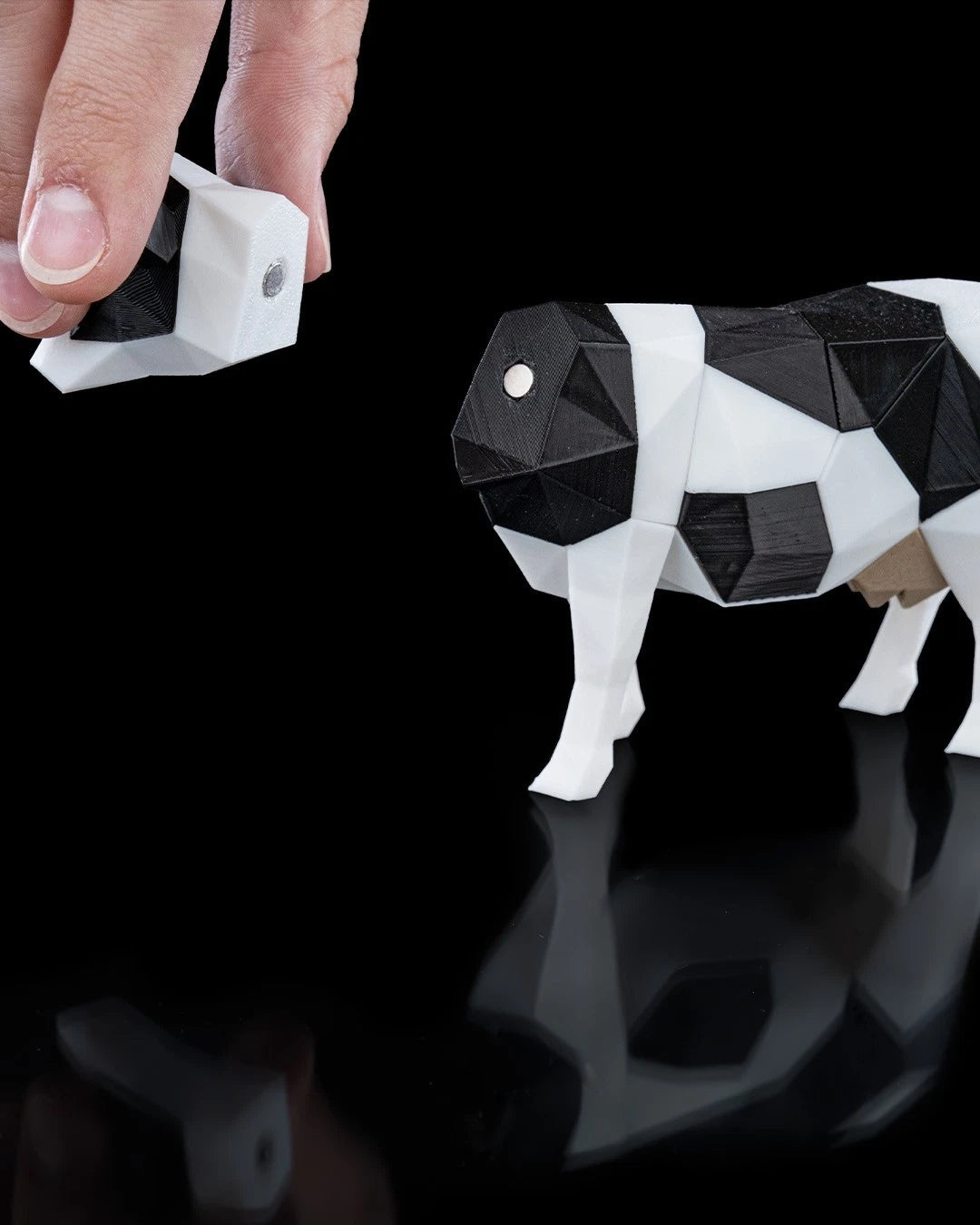 Low Poly Animals, Cow Mucca, puzzle 3D magnetico da montare stampato in 3D