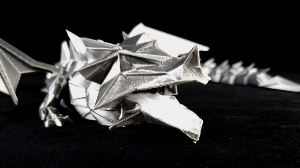 Dragonation "Lord of the Folds" Drago articolato Fidget toy Stampa 3D a colori grigio lunghezza 48 cm