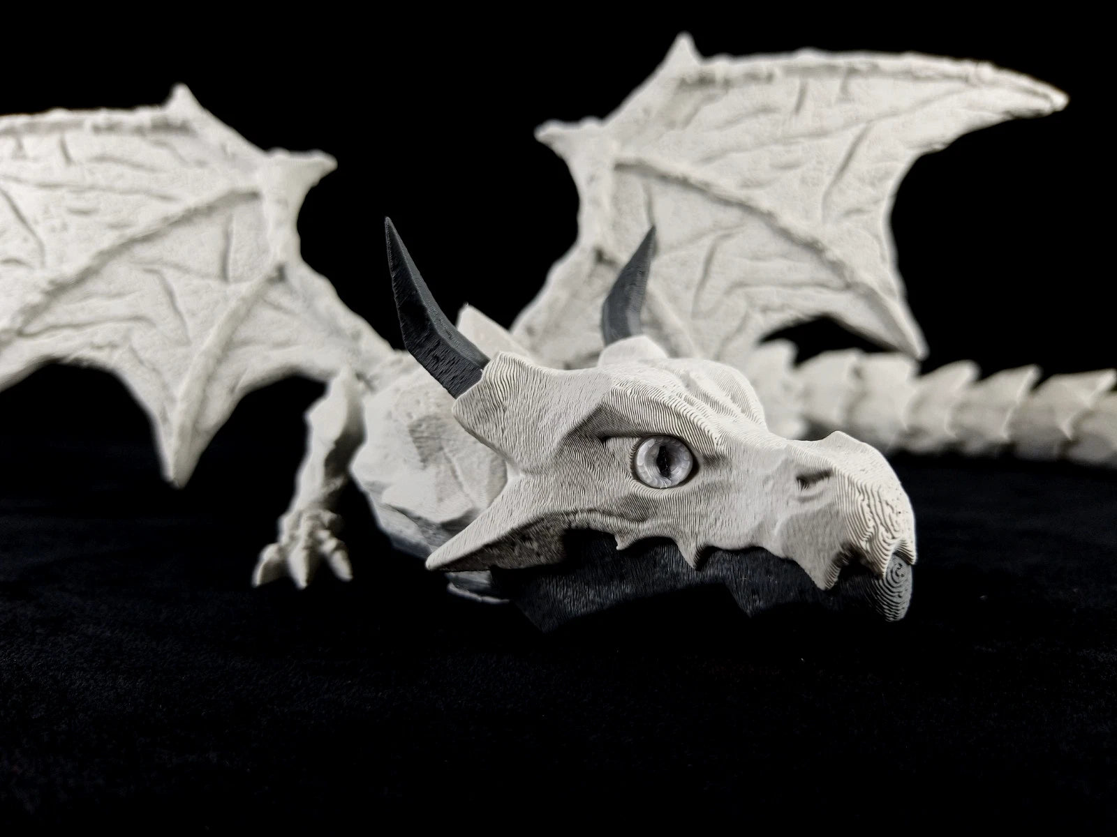 Dragonation "The Lithic Titan" Drago articolato Fidget toy Stampa 3D a colori grigio lunghezza 46 cm
