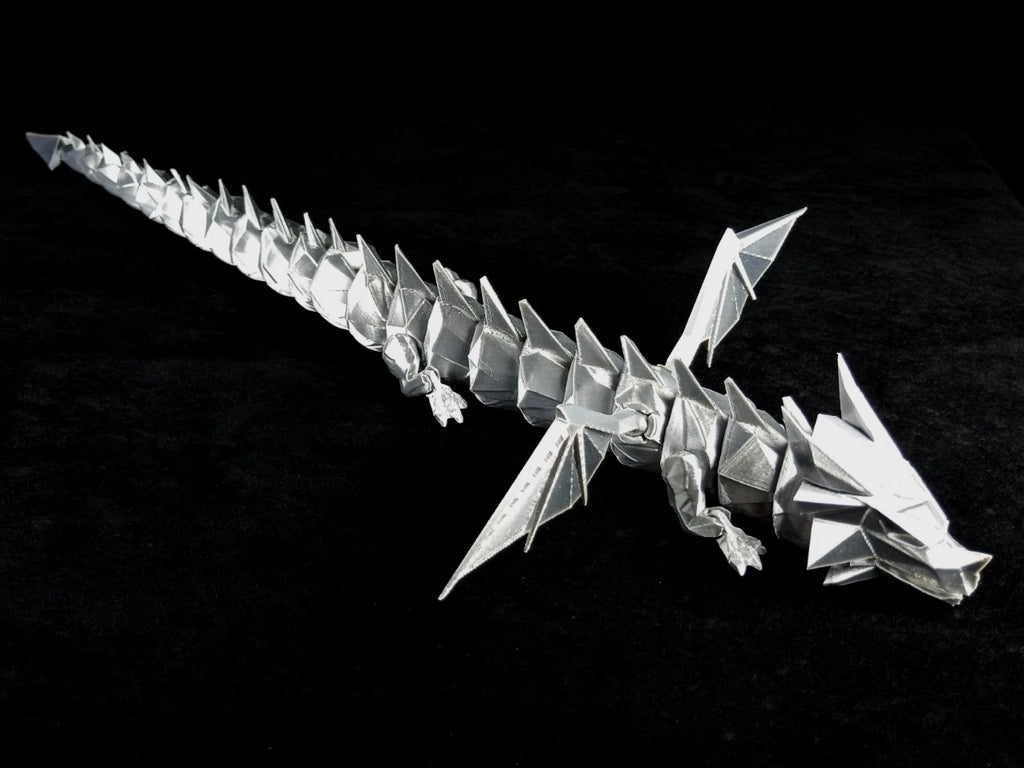 Dragonation "Lord of the Folds" Drago articolato Fidget toy Stampa 3D a colori grigio lunghezza 48 cm