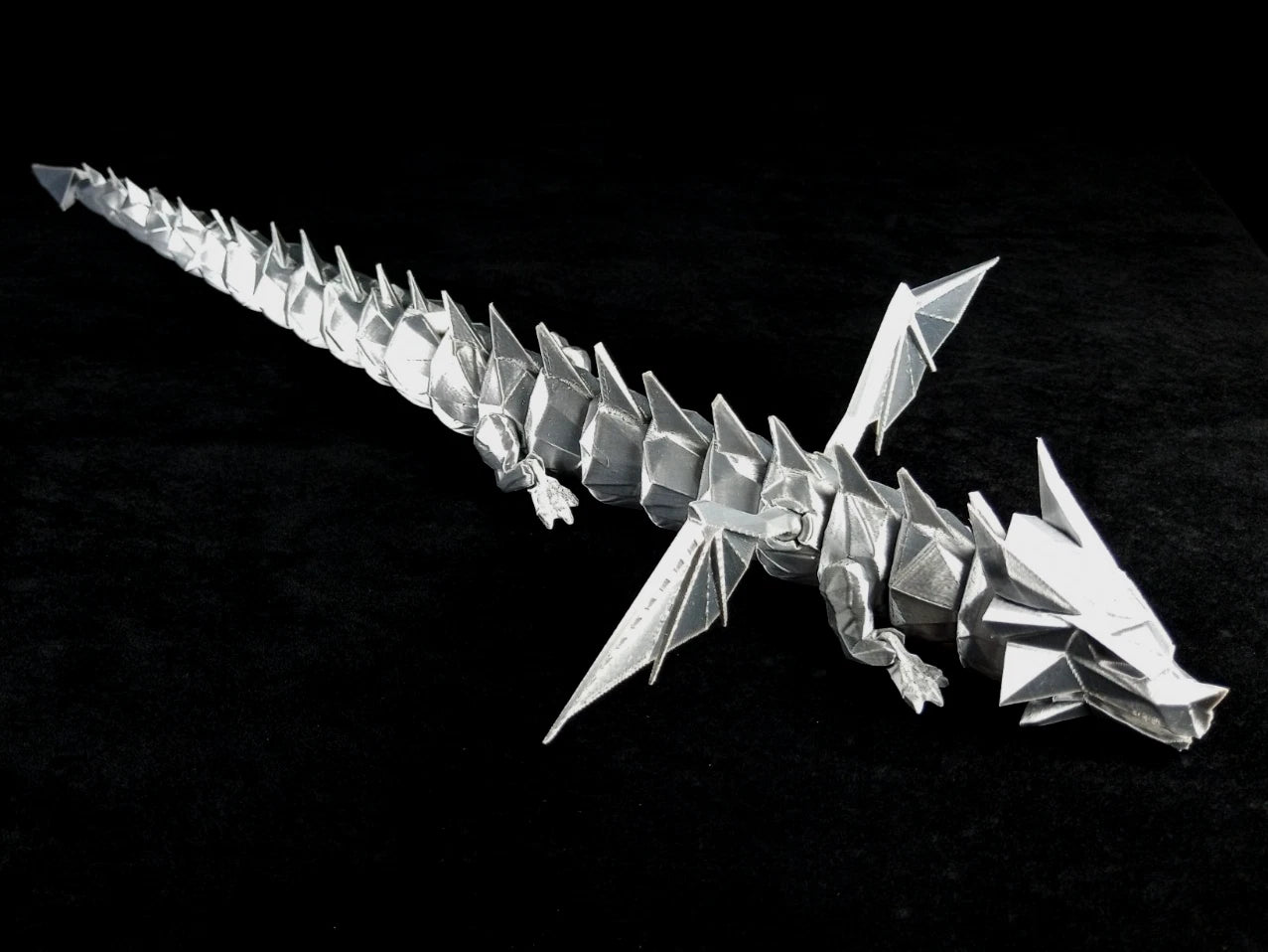 Dragonation "Lord of the Folds" Drago articolato Fidget toy Stampa 3D a colori grigio lunghezza 48 cm