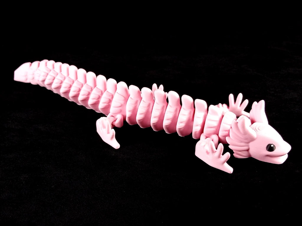 "Flexolotl V2" Axolotl articolato rosa Fidget toy lunghezza 26 cm stampa 3D a colori