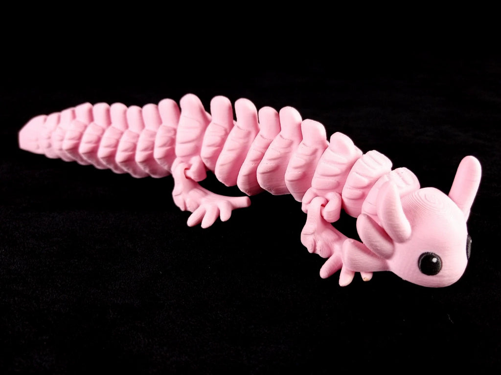 "Flexolotl V1" Axolotl articolato rosa Fidget toy lunghezza 20 cm stampa 3D a colori