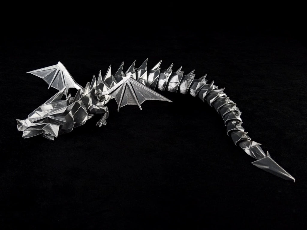 Dragonation "Lord of the Folds" Drago articolato Fidget toy Stampa 3D a colori grigio lunghezza 48 cm