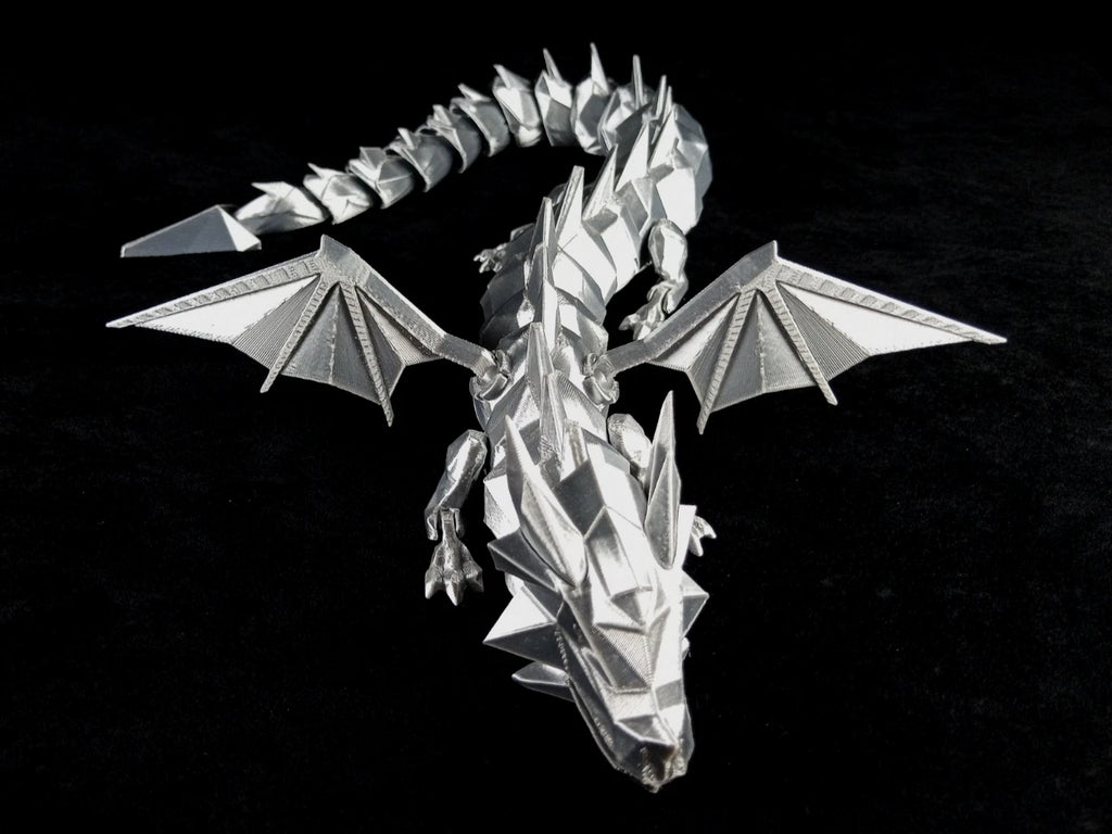 Dragonation "Lord of the Folds" Drago articolato Fidget toy Stampa 3D a colori grigio lunghezza 48 cm
