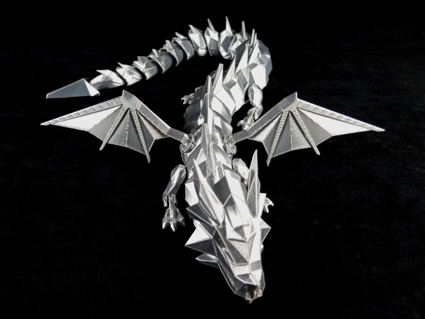 Dragonation "Lord of the Folds" Drago articolato Fidget toy Stampa 3D a colori grigio lunghezza 48 cm