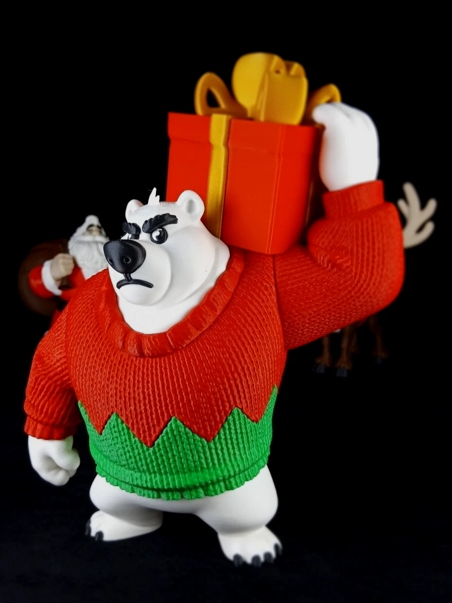 "Polar Bearer" Orso Polare Portatore di Doni, decorazione natalizia stampa 3D a colori