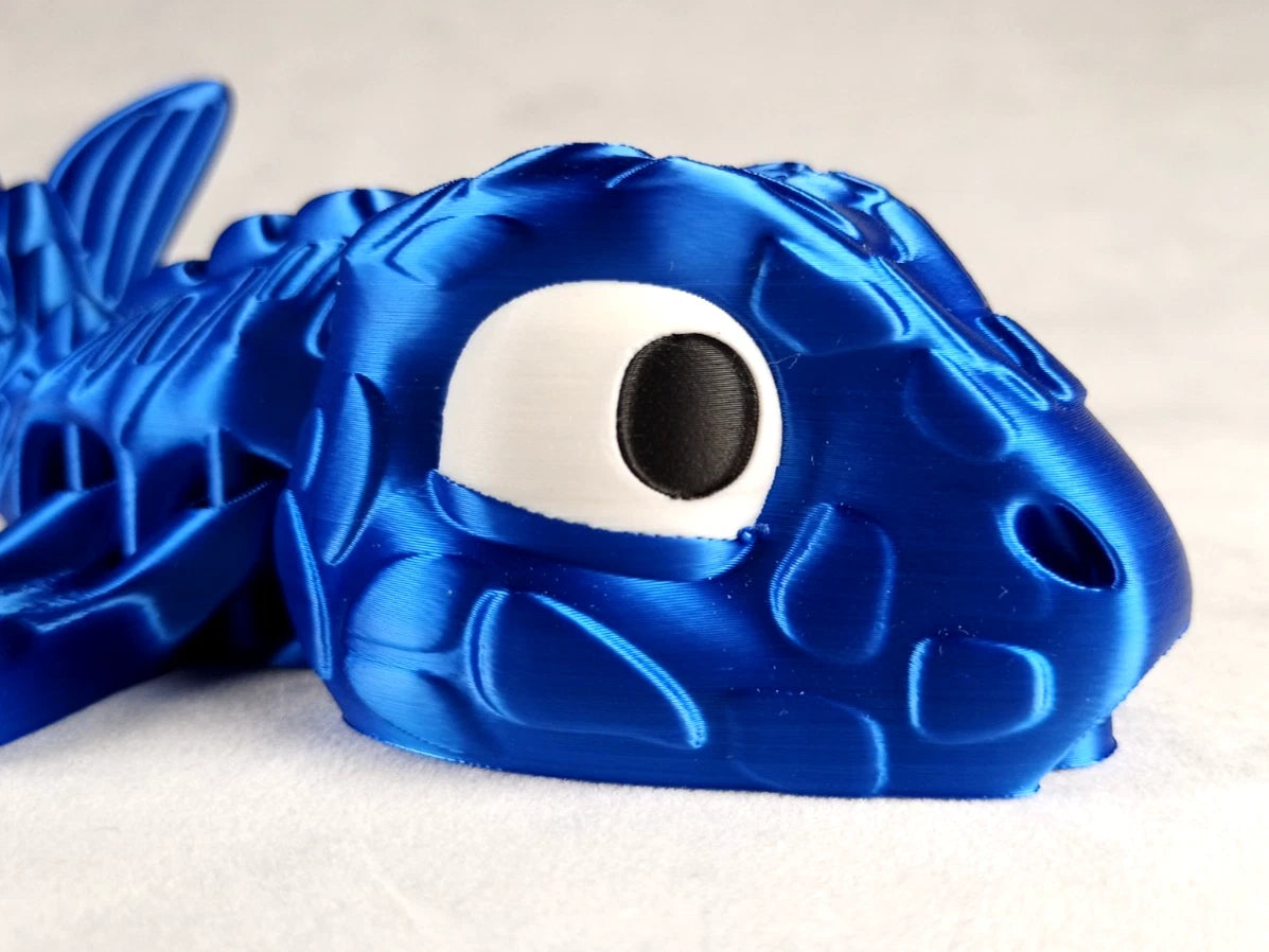 Mosasaur Flexi Dinosaur, Dinosauro articolato Blu seta stampa 3D a colori PLA 15 cm.