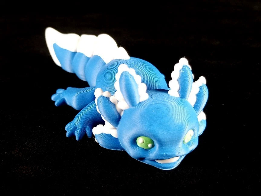 2 Axolotl gioco flessibile articolato Wiggly fidget toy realizzati in stampa 3D