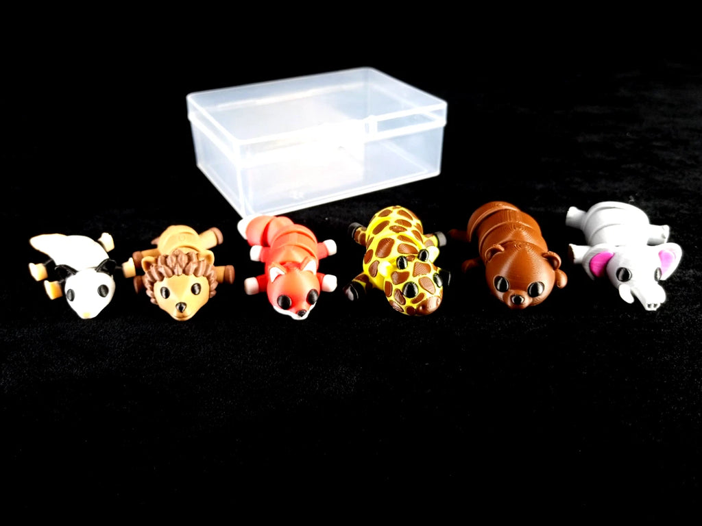 6 piccoli animali selvatici articolati action figure realizzate in stampa 3D