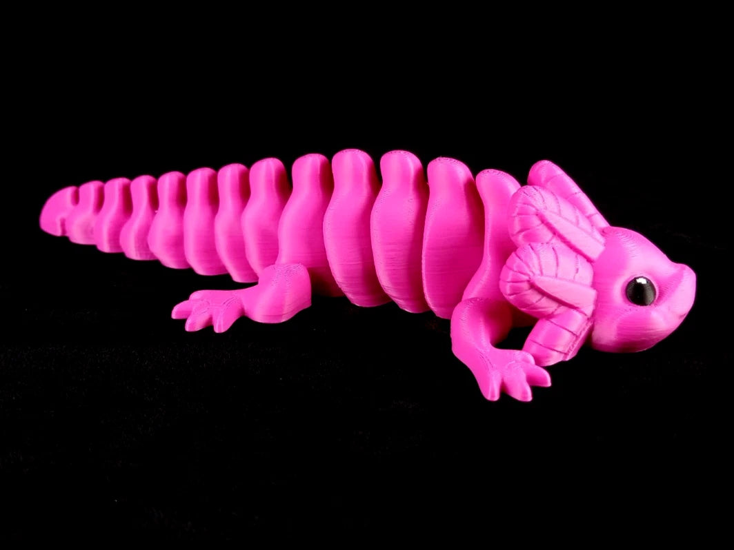 "Articulotl" Axolotl articolato colore fucsia Fidget toy lunghezza 19 cm stampa 3D a colori