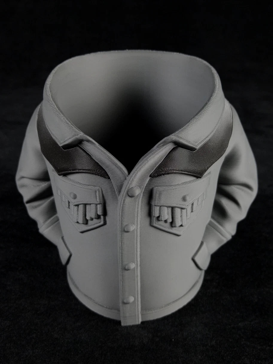 Giacca in Pelle Scamosciata Grigia Porta lattine realizzato con la stampa 3D
