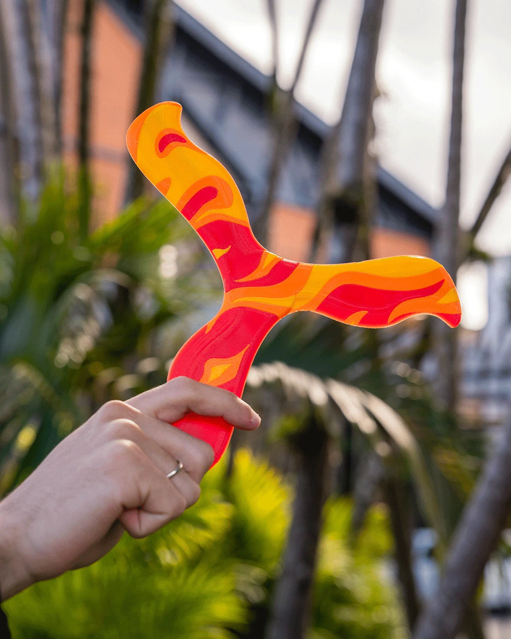 Inferno Boomerang strumento da lancio gioco da esterno stampa 3D in PLA a colori