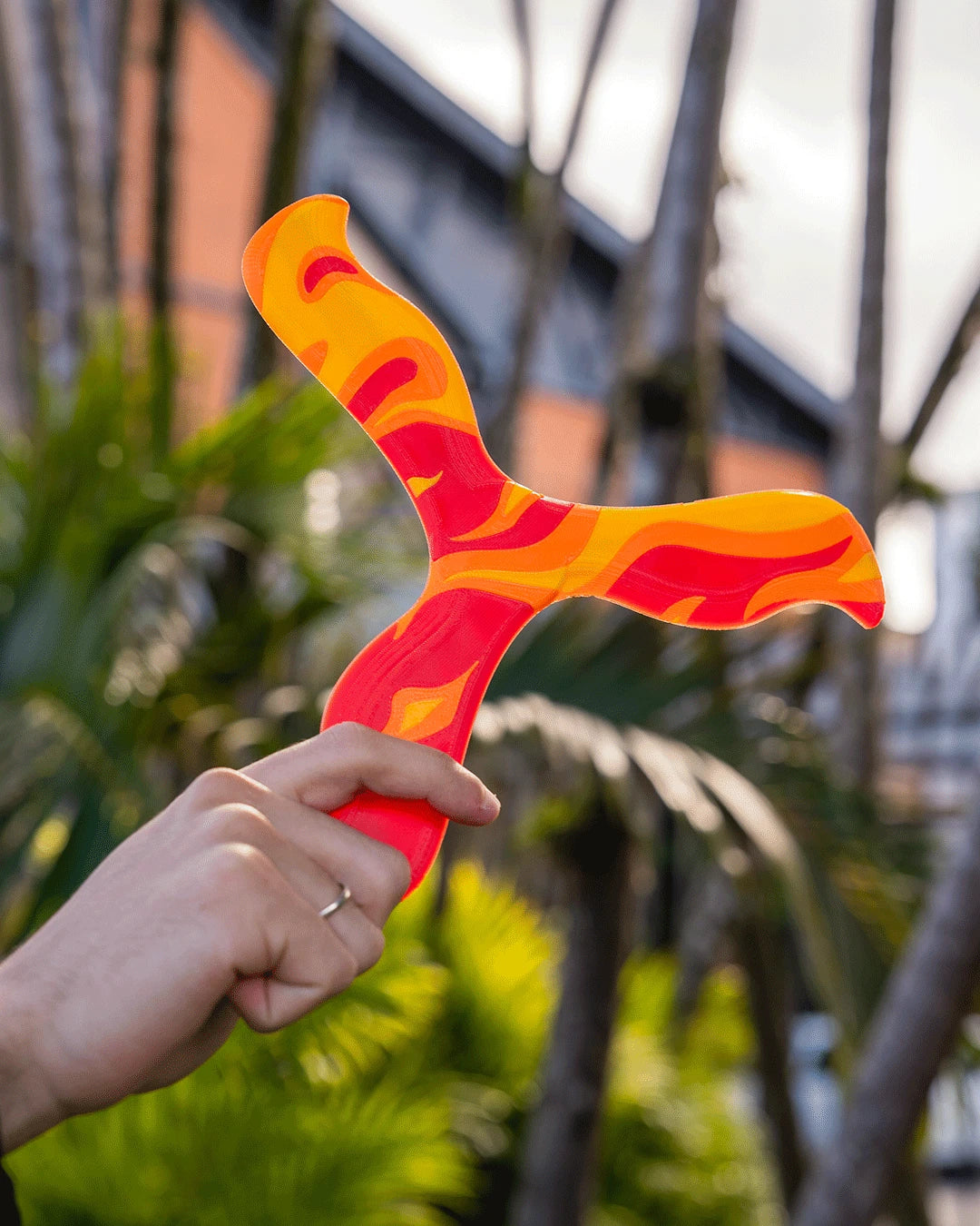 Inferno Boomerang strumento da lancio gioco da esterno stampa 3D in PLA a colori
