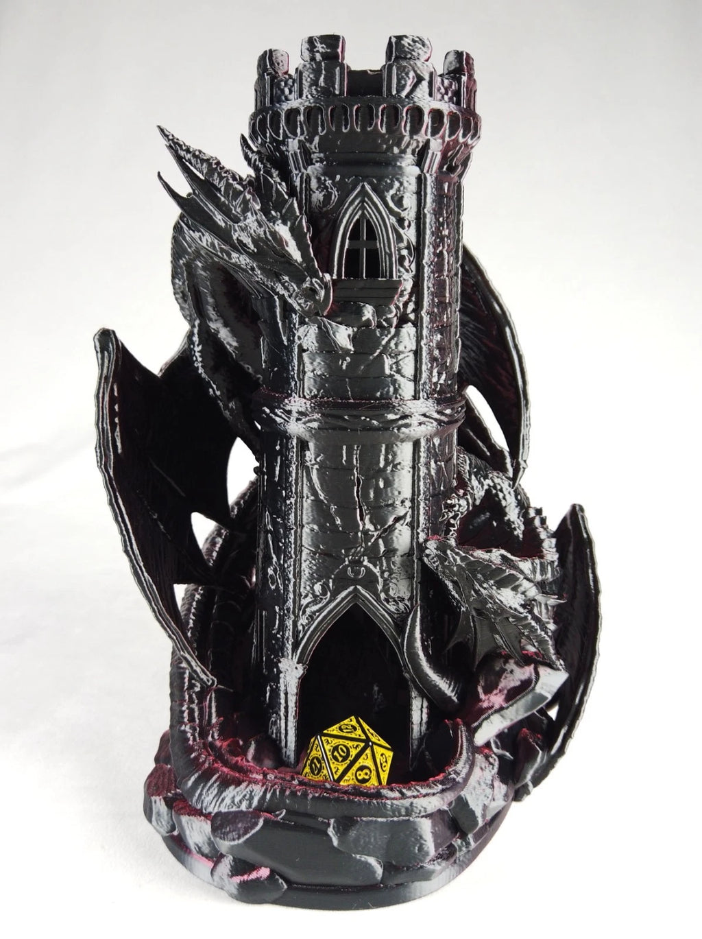 "Twin Fate" Dice Tower Torre lancia Dadi GDR stampa 3D seta bicolor rosso/nero