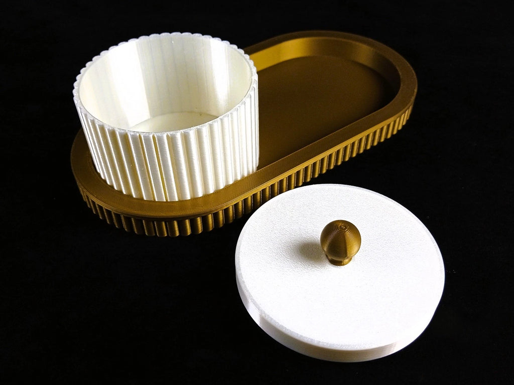 "Forma" Royal Vassoio & Contenitore portaoggetti bronzo bianco seta, stampa 3D