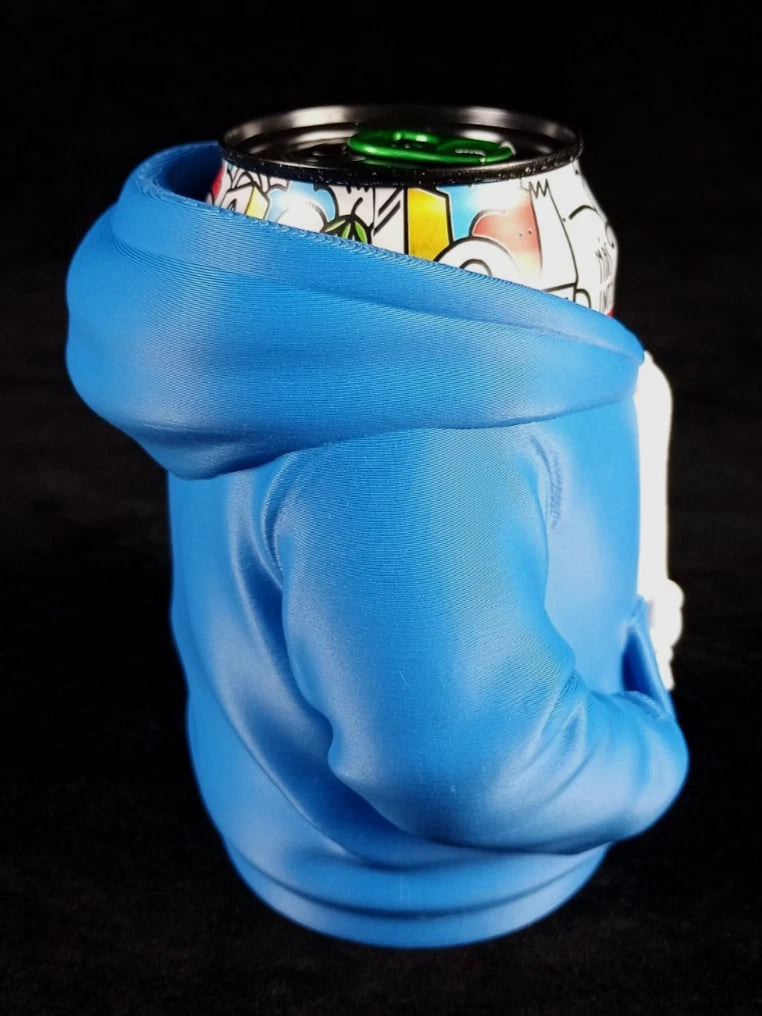 Felpa con cappuccio azzurra Porta lattine realizzato in PLA con la stampa 3D