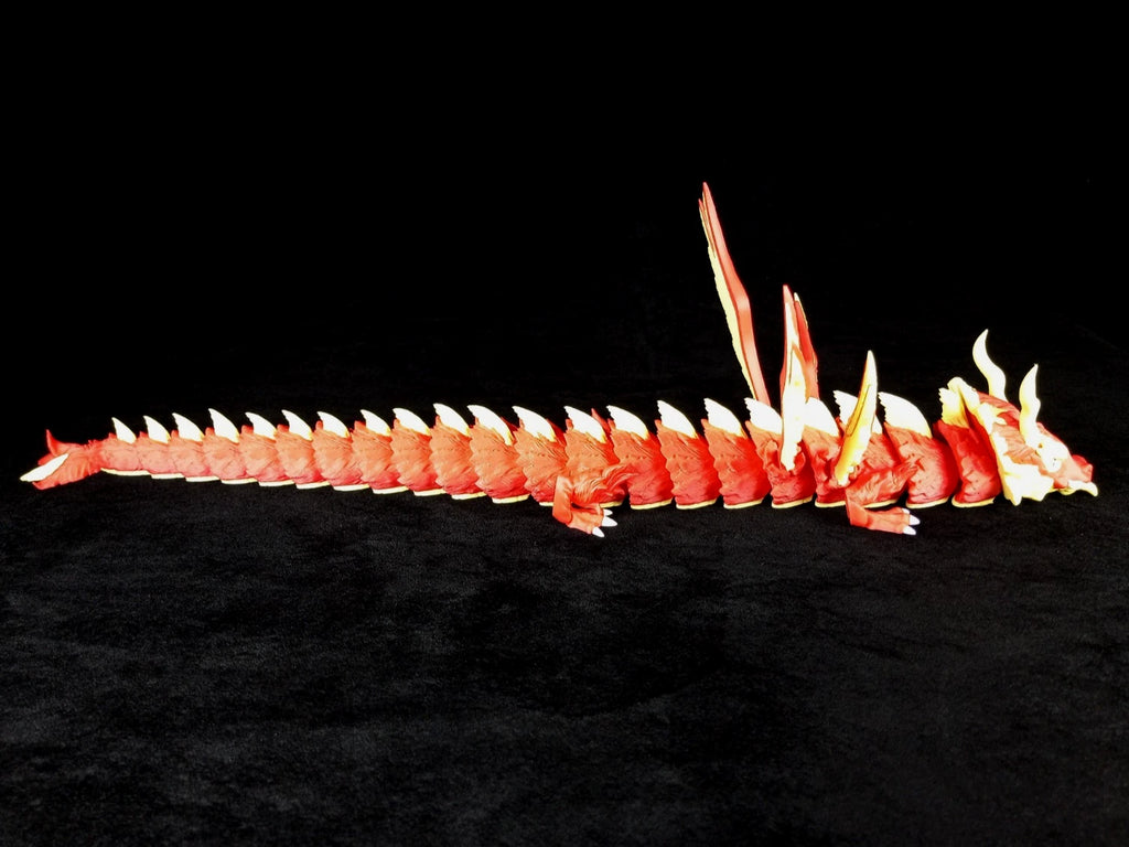 Dragonation "Skyborne Majesty" Drago articolato Fidget toy Stampa 3D a colori rosso/giallo lunghezza 46 cm