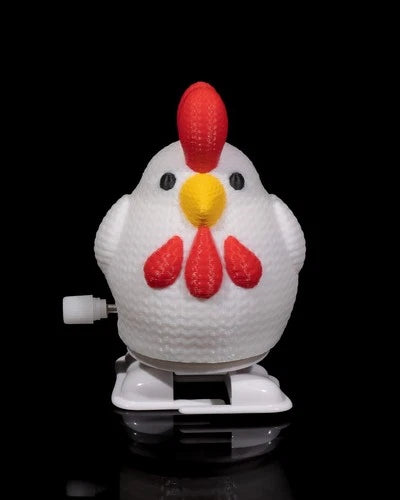 Chicken Crochet Toy Pollo che cammina giocattolo meccanico con movimento a carica stampato in 3D a colori