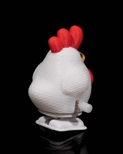 Chicken Crochet Toy Pollo che cammina giocattolo meccanico con movimento a carica stampato in 3D a colori