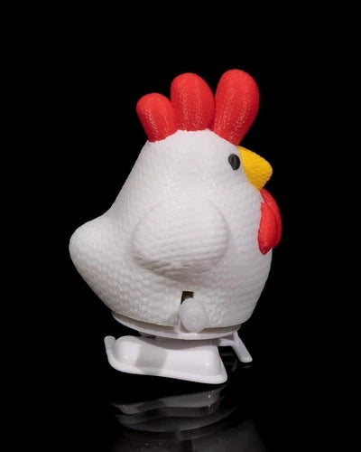 Chicken Crochet Toy Pollo che cammina giocattolo meccanico con movimento a carica stampato in 3D a colori