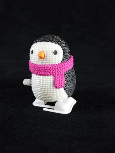 Penguin Crochet Toy Pinguino che cammina giocattolo meccanico con movimento a carica stampato in 3D a colori